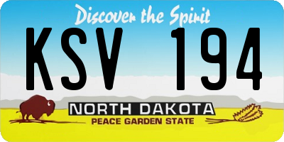 ND license plate KSV194