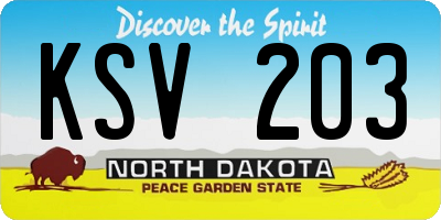 ND license plate KSV203