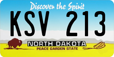 ND license plate KSV213