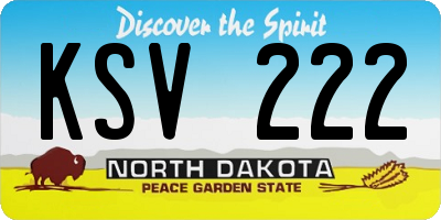 ND license plate KSV222