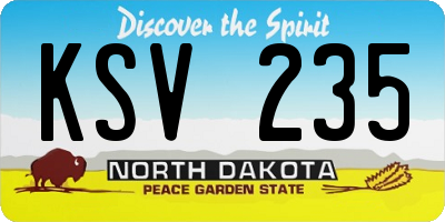ND license plate KSV235
