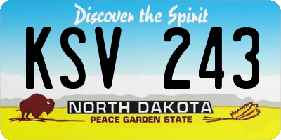 ND license plate KSV243