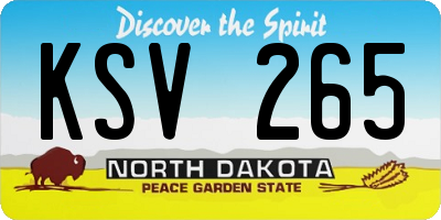 ND license plate KSV265