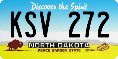 ND license plate KSV272