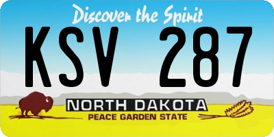 ND license plate KSV287