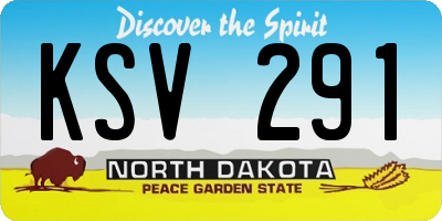 ND license plate KSV291
