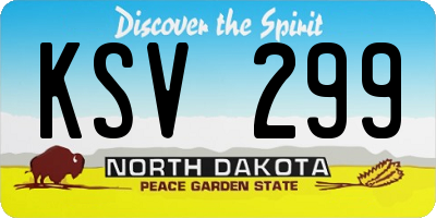 ND license plate KSV299
