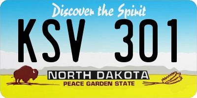 ND license plate KSV301