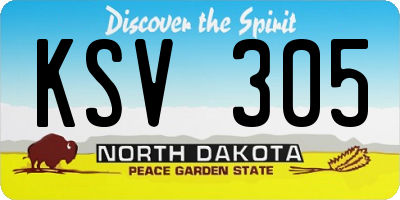ND license plate KSV305