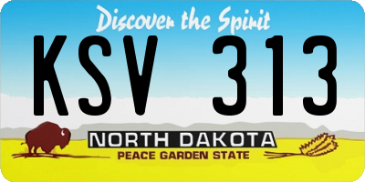 ND license plate KSV313