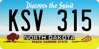 ND license plate KSV315