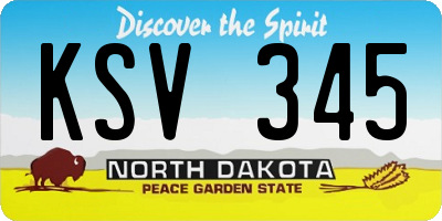 ND license plate KSV345