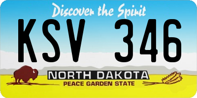 ND license plate KSV346