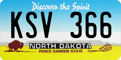 ND license plate KSV366