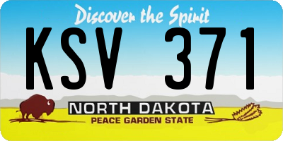 ND license plate KSV371