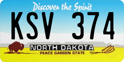 ND license plate KSV374