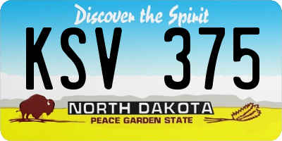 ND license plate KSV375