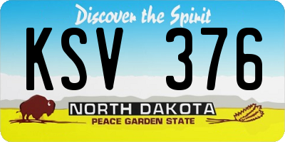 ND license plate KSV376