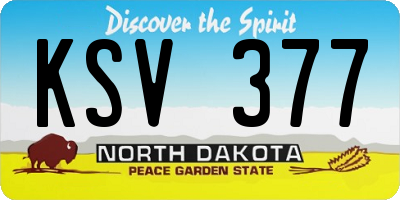 ND license plate KSV377