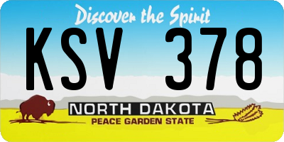 ND license plate KSV378