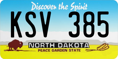 ND license plate KSV385