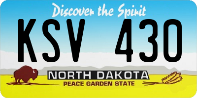 ND license plate KSV430