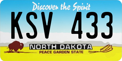 ND license plate KSV433
