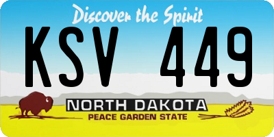 ND license plate KSV449