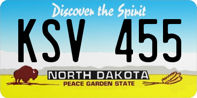 ND license plate KSV455