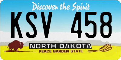 ND license plate KSV458