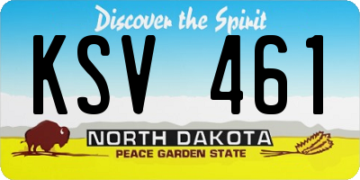 ND license plate KSV461