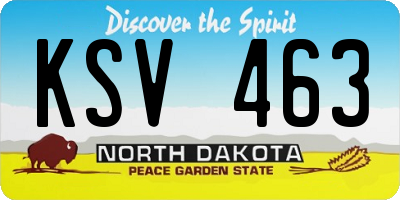 ND license plate KSV463