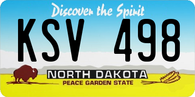 ND license plate KSV498