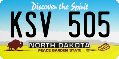 ND license plate KSV505