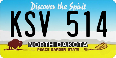 ND license plate KSV514