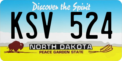 ND license plate KSV524