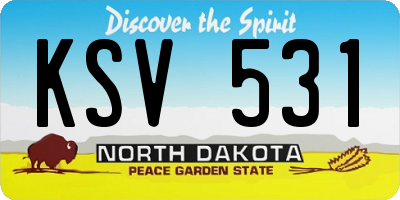 ND license plate KSV531