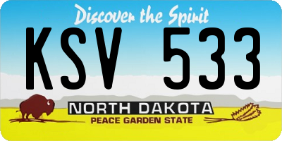 ND license plate KSV533