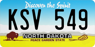 ND license plate KSV549