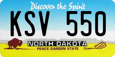 ND license plate KSV550