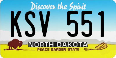 ND license plate KSV551