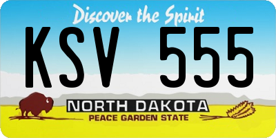 ND license plate KSV555