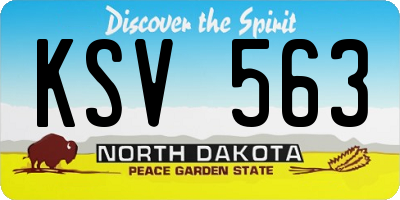 ND license plate KSV563