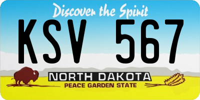 ND license plate KSV567