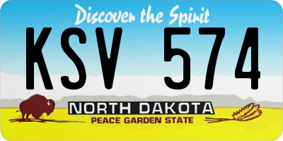 ND license plate KSV574