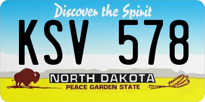 ND license plate KSV578