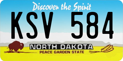 ND license plate KSV584