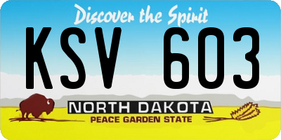 ND license plate KSV603