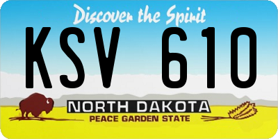 ND license plate KSV610