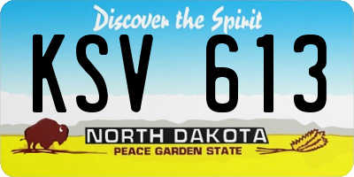 ND license plate KSV613